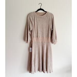 Joyfolie Mia Joy Tan Brown Banded Waist Lined Sweater Dress - XL